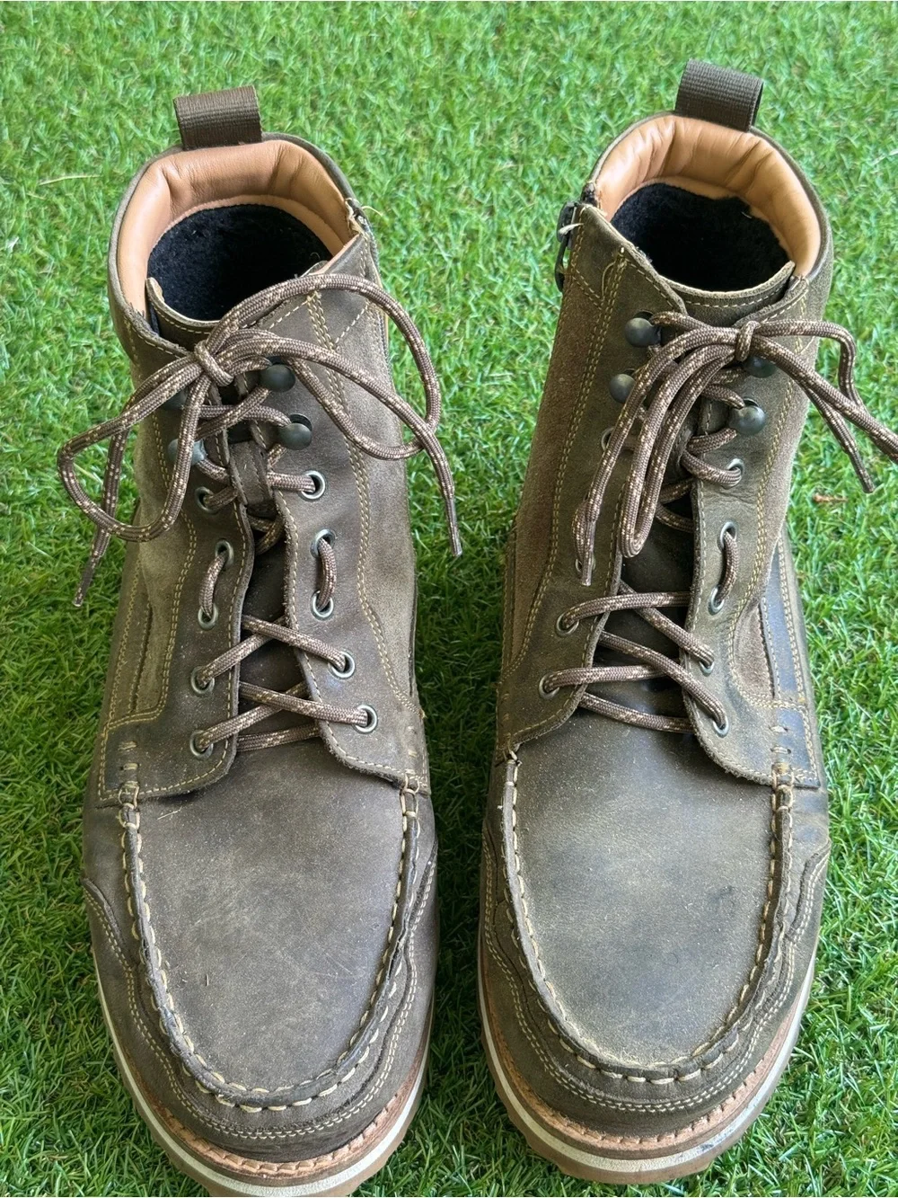 Men's Brown Lace-Up Moc Toe Work Boots